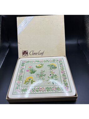 6 Clover Leaf Table Mats Floral Cork Backing Heat Stain Resistant Made In Englan